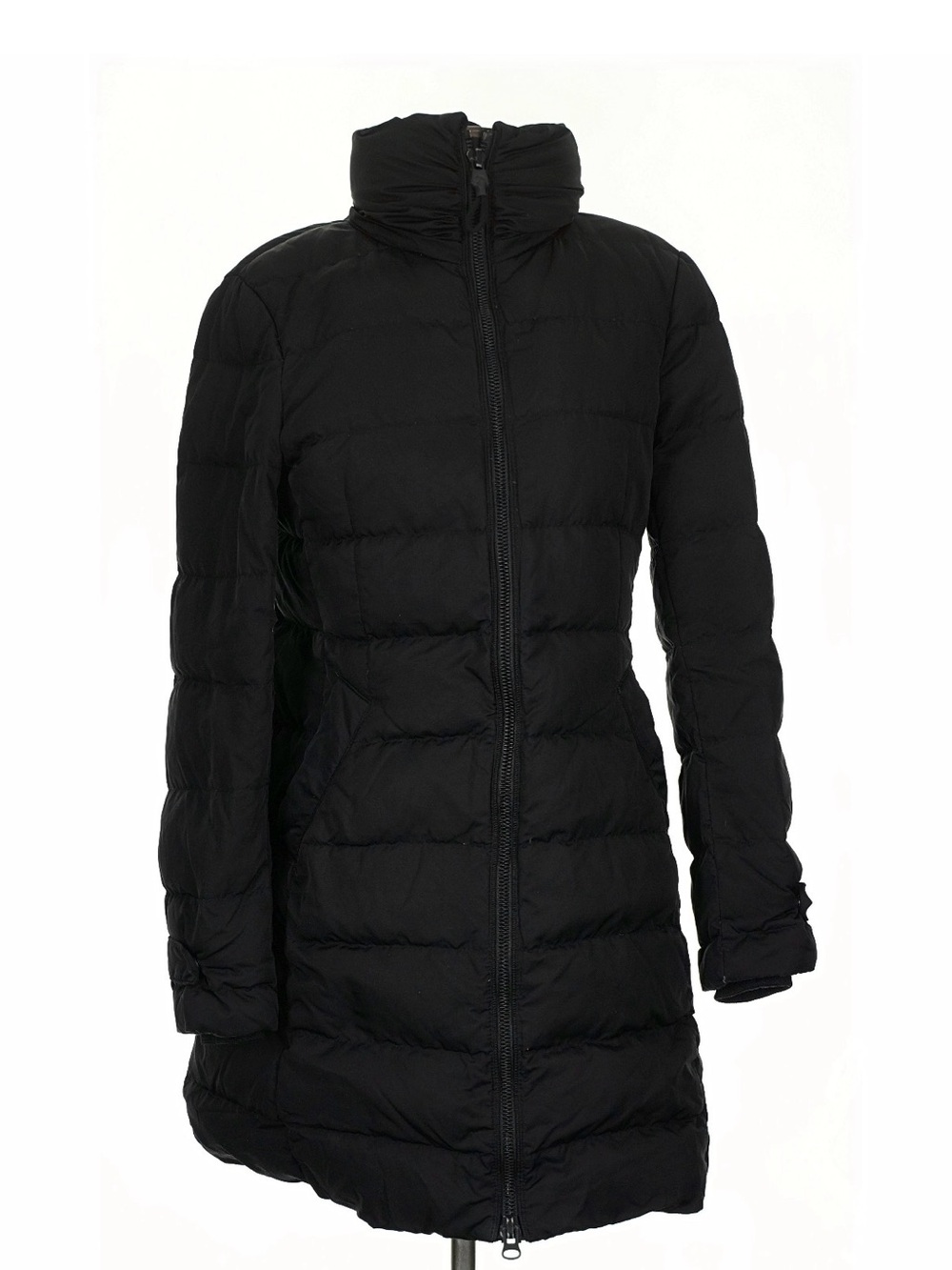 Zara Black Mid-Length Quilted Puffer Coat